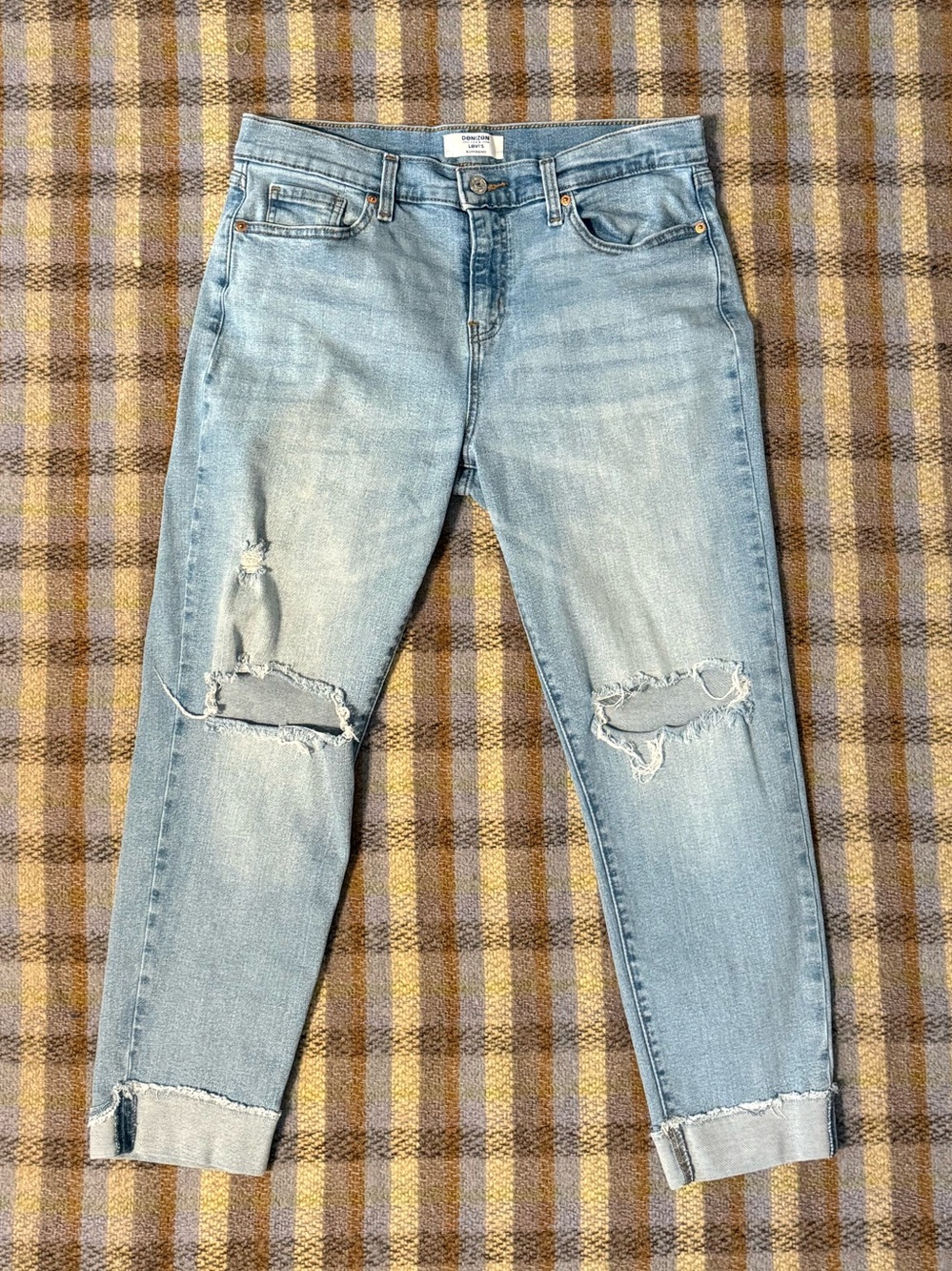 Levi's Light Blue Boyfriend Jeans with Knee Rips